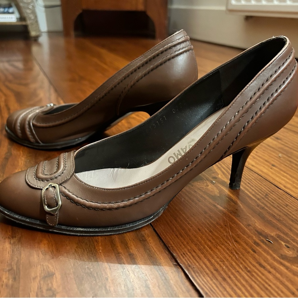 Salvatore Ferragamo Brown Leather Heels